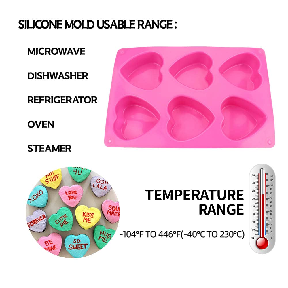 Baker Depot 6 Holes Heart Shaped Silicone Mold For Chocolate Cake Jelly Pudding Handmade Soap Mould Candy Making Set Of 2