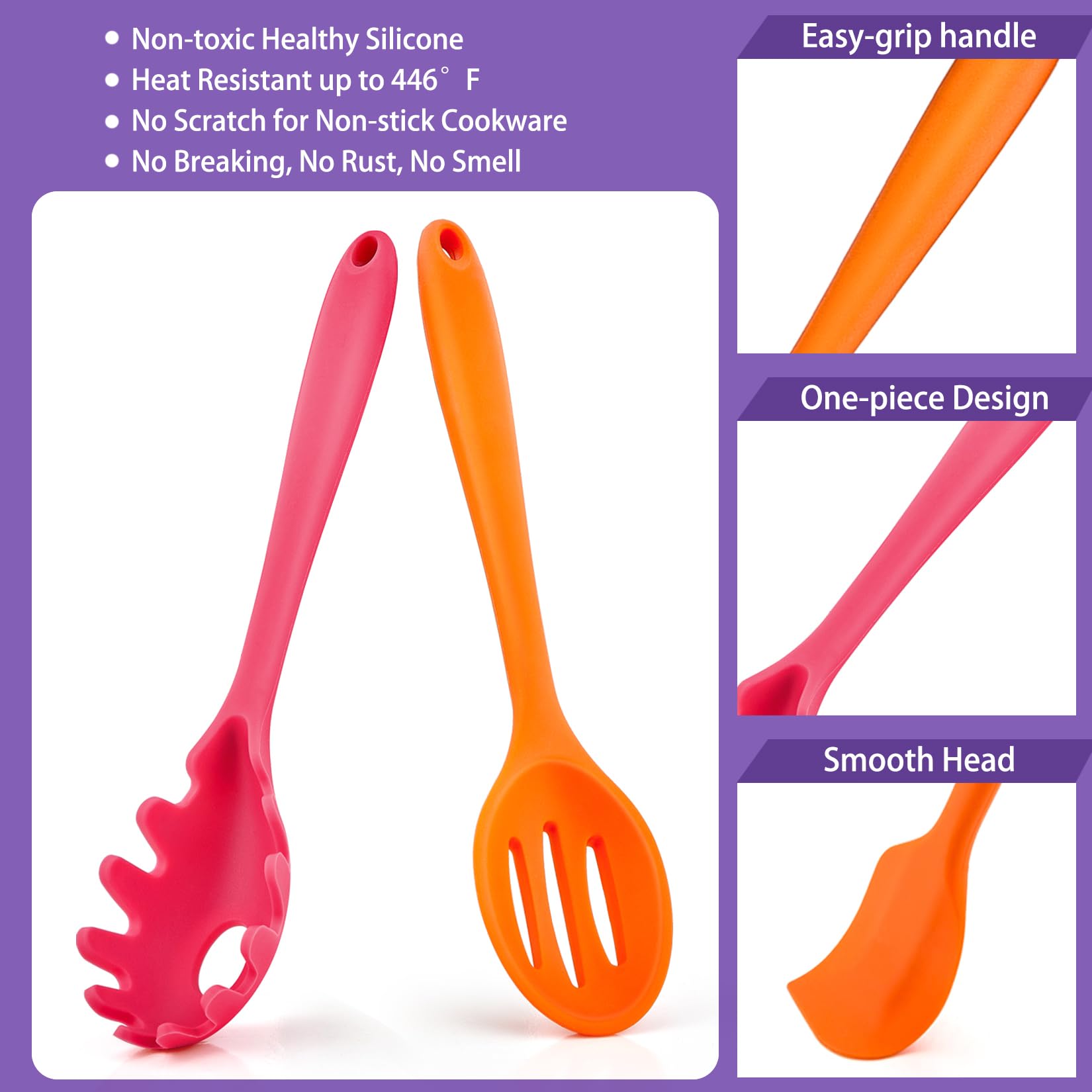 Cooking Kitchen Utensil Set (28Pcs), P&P Chef Color Baking Utensils Spatulas, Heat-Resistant Silicone For Nonstick Cookware, Mea