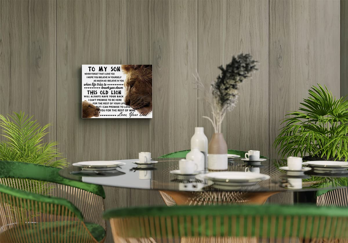 Inspirational Quote To My Son Never Forget That I Love You Lion Baby And Mom Wall Art Canvas Farmhouse Son Theme 14X11 Inch Prin