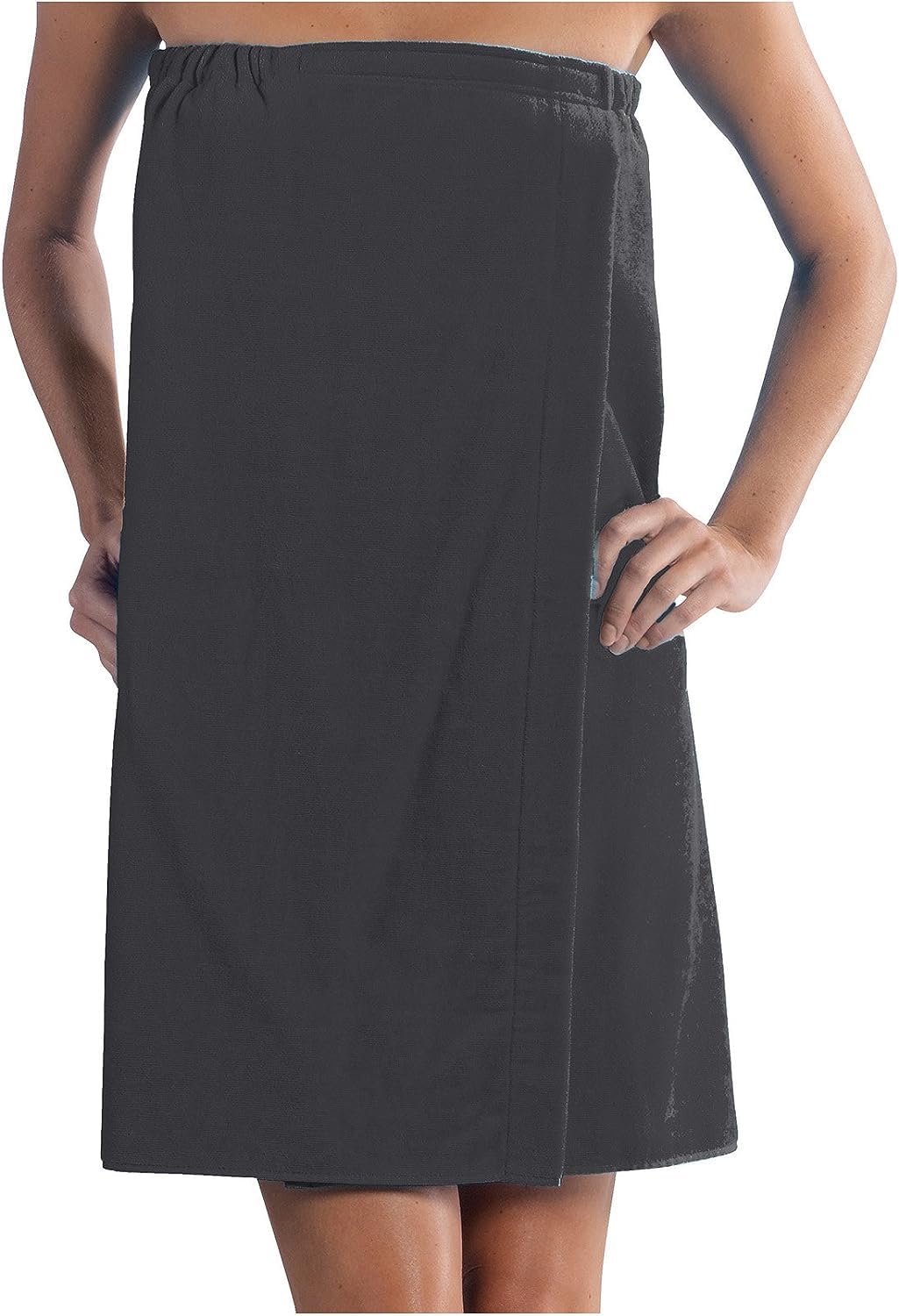 Terry Cotton Spa Wrap Towels For Women, Ladies Beach, Swimming Pool Cover Up Towel, Charcoal, One Size