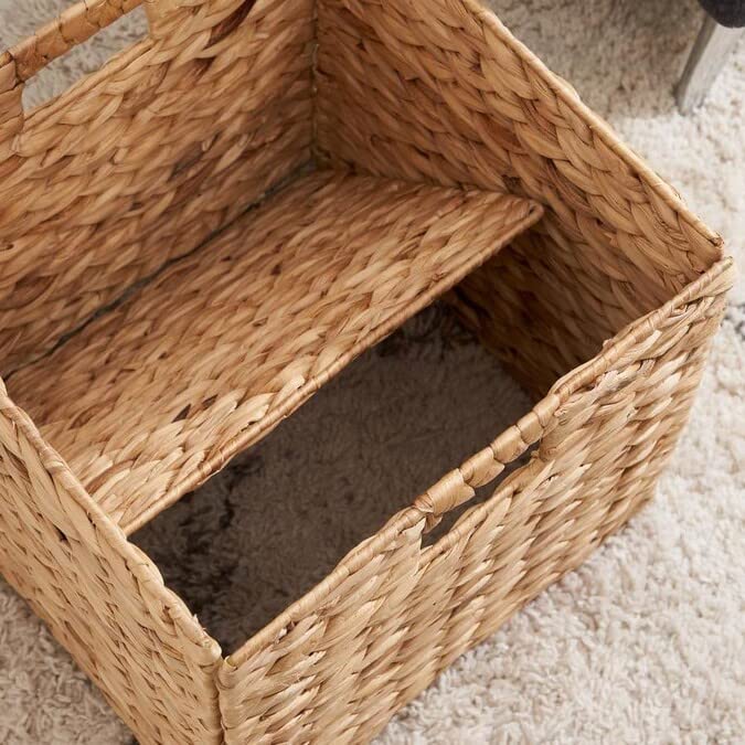 M4Decor 10.5 X 10.5In Storage Cube, Wicker Storage Baskets For Shelves, Water Hyacinth Storage Baskets, Wicker Storage Basket Fo