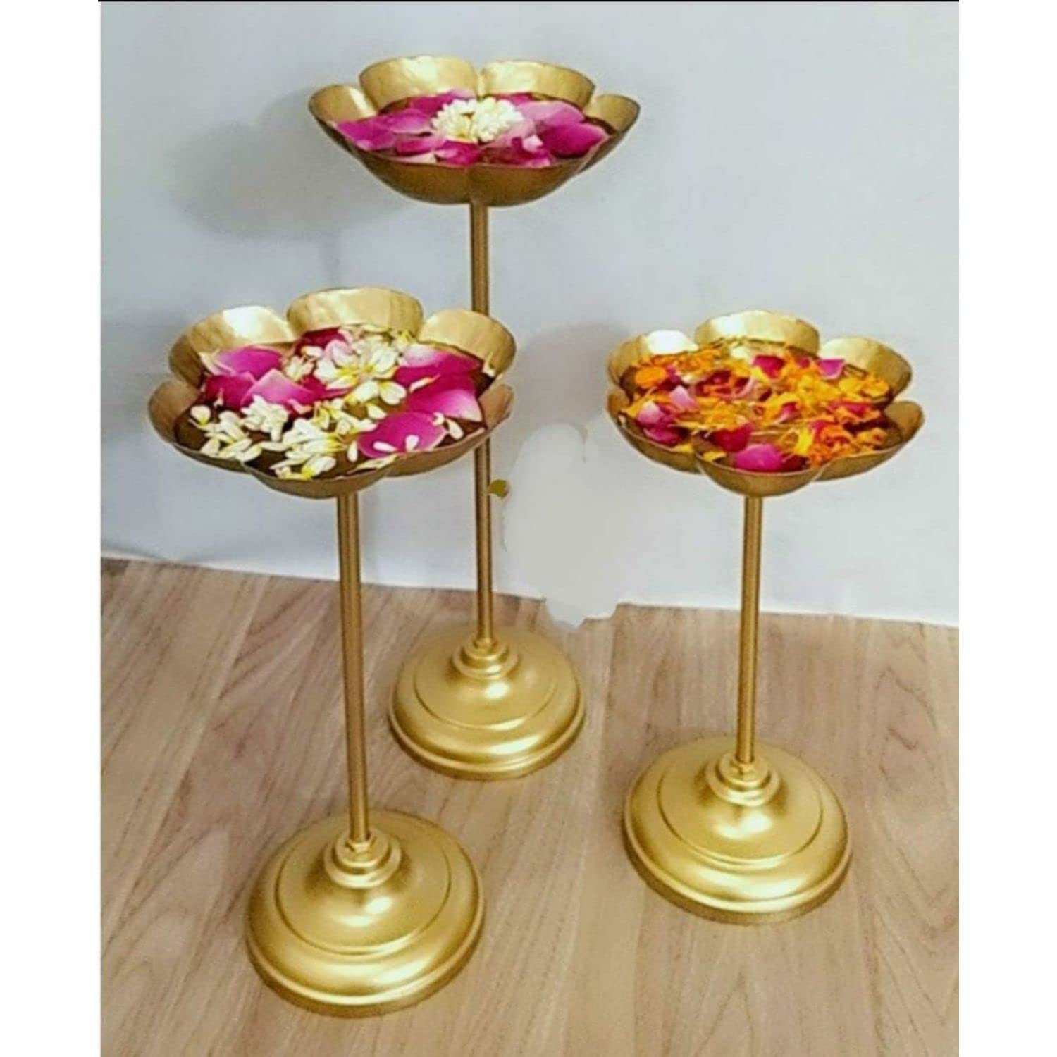 World Fire Taj Bowl Hammered Urli Candle Stand with Floating Diya | Urli for Home Decor and Festival Decor Urli Show Piece for F