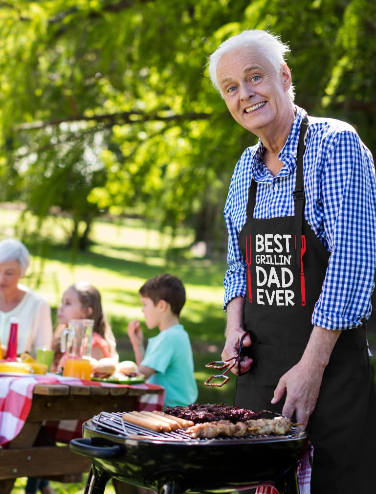 Tstars Dad Apron Daddy Gifts From Daughter Son Bbq Grilling Cooking Aprons For Men One Size Black