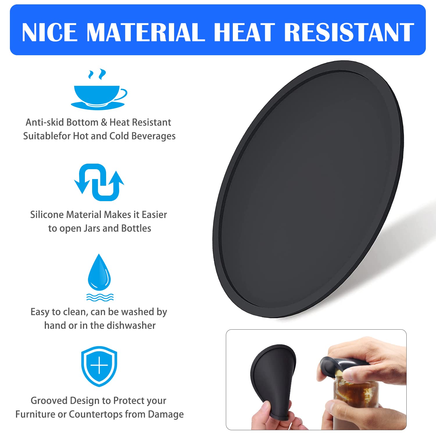 Silicone Coasters, Coasters For Drinks 6 Set Non-Slip Cup Coasters, Heat Resistant Cup Mate, Soft Coaster For Tabletope Protecti