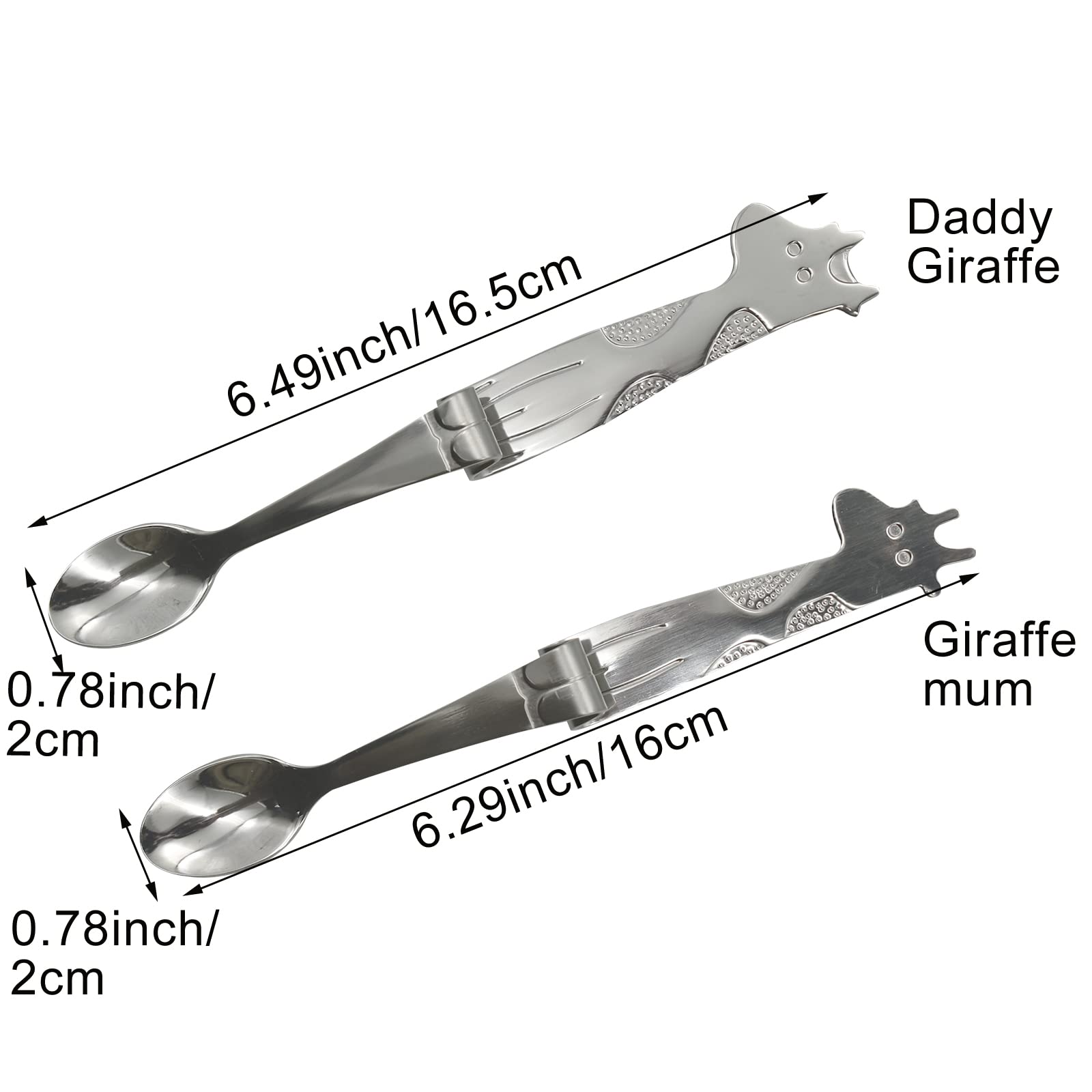 Pinenjoy 4Pcs Giraffe Hanging Cup Spoon 18/10(304) Stainless Steel Ice Cream Scoop For Mixing Drink Tea Coffee Dessert (Daddy Gi