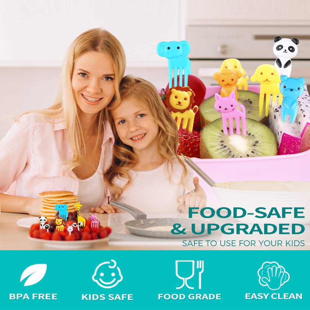 156PCS Animal Food Picks for Kids  FATLODA Fun Bento Picks for Picky Eater  Cute Fruit Food Toothpicks  Lunch Bento Box Accessories for Toddler