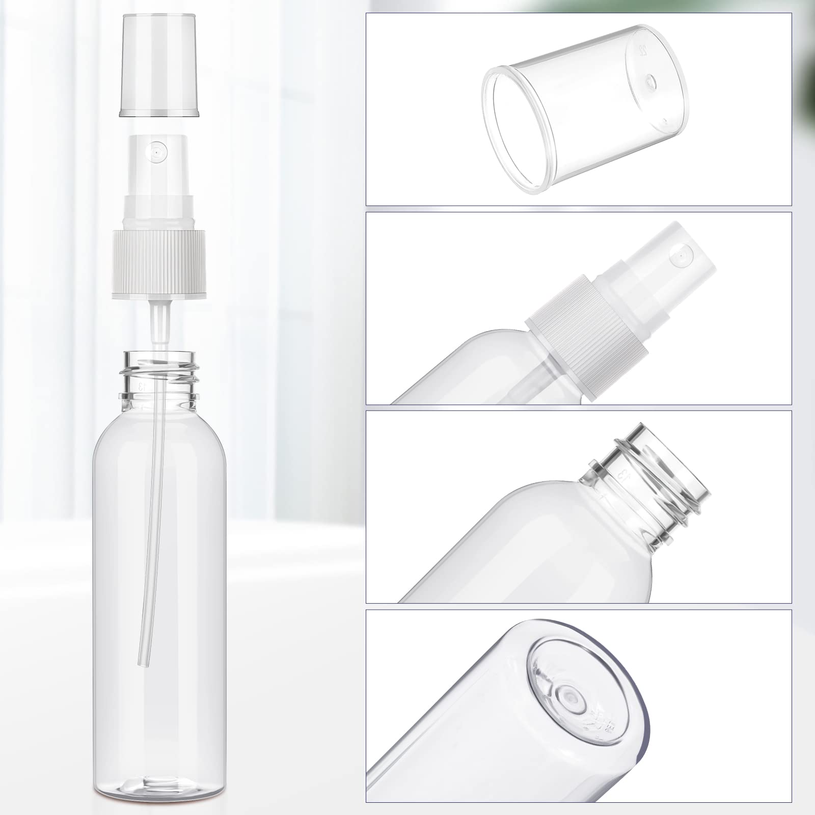 Nuogo 90 Pack Plastic Spray Bottles 4 Oz Reusable Mini Perfume Refillable Bottle Travel Size Mist Bottle Sprayer Empty Bottle Fo