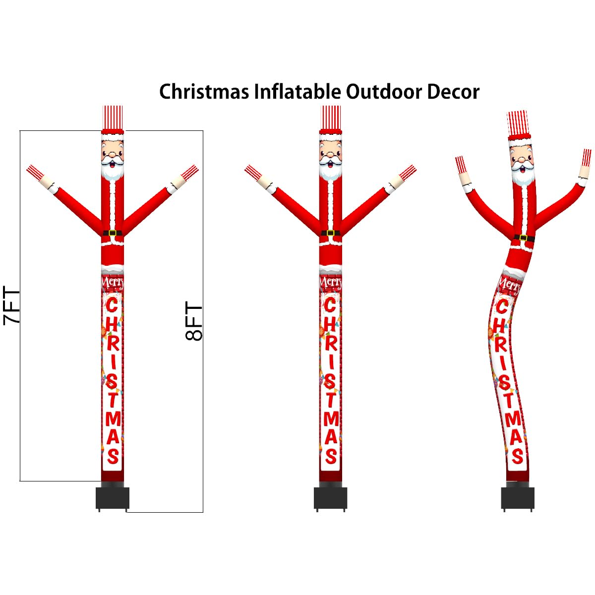 8FT Inflatable Air Waving Tube Dancer with Blower Set, Blow Up Inflate Santa Clause for Christmas Decorations (Santa-Brick)