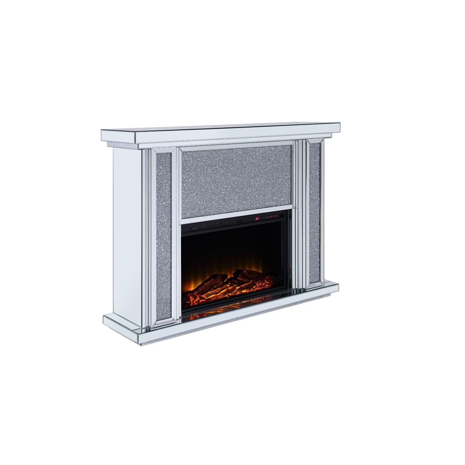 Acme Nowles Fireplace in Mirrored and Faux Stones