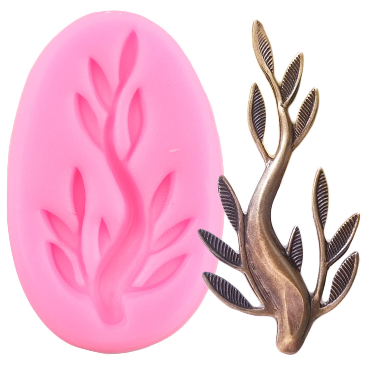 Zixiang Tree Branch Silicone Mold Twig Branch Leaves Fondant Molds For Chocolate Candy Cake Decorating Cupcake Topper Gum Paste