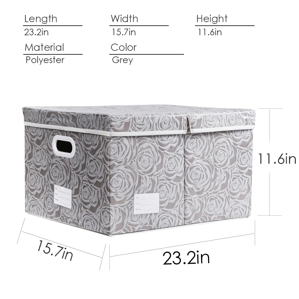 Prandom Jumbo Collapsible Storage Boxes With Lids Fabric Decorative Storage Bins Cubes Organizer Baskets With Cover Handles Divi