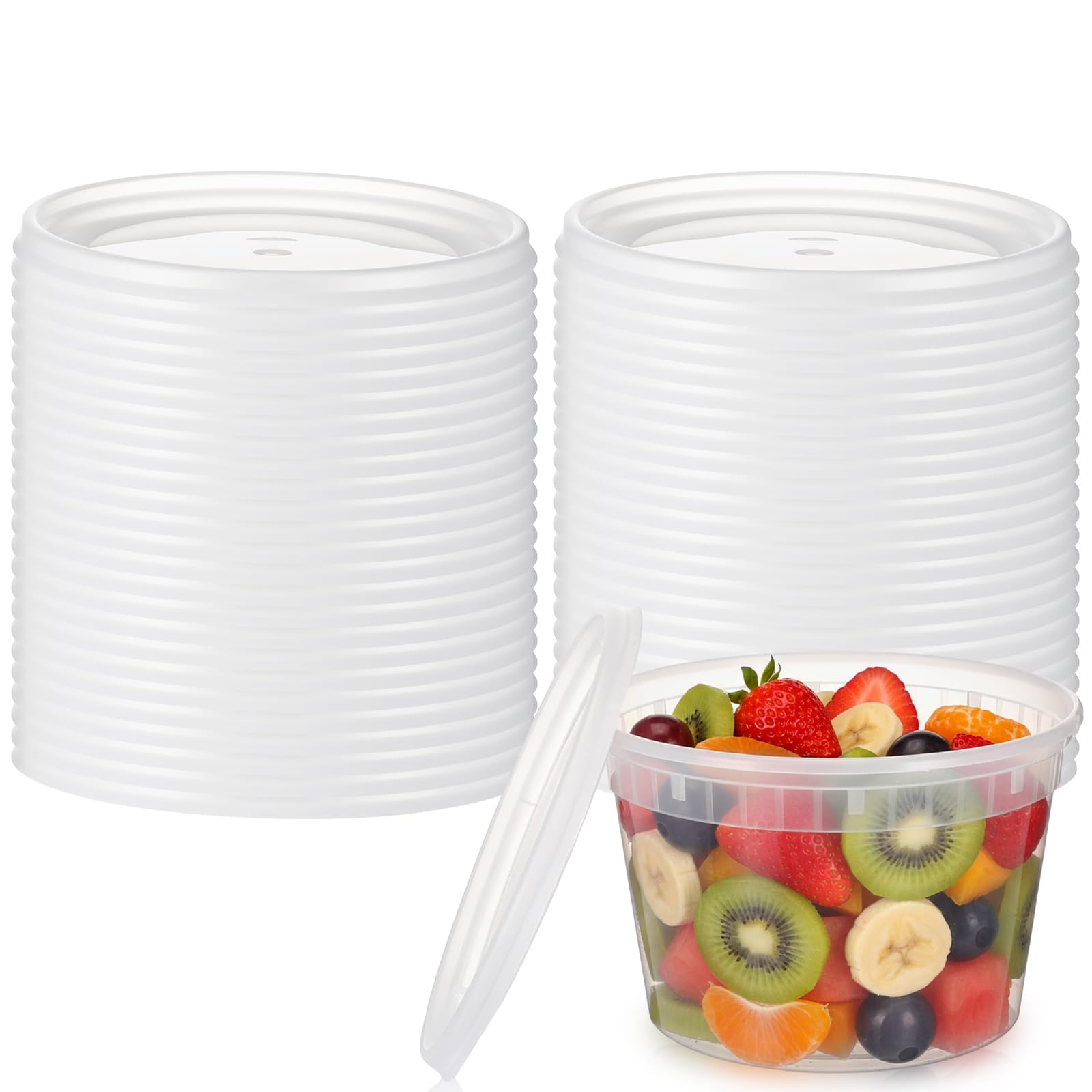 Acellegic 50 Pack Clear Deli Container Lids Only Reusable Plastic Lids,Clear