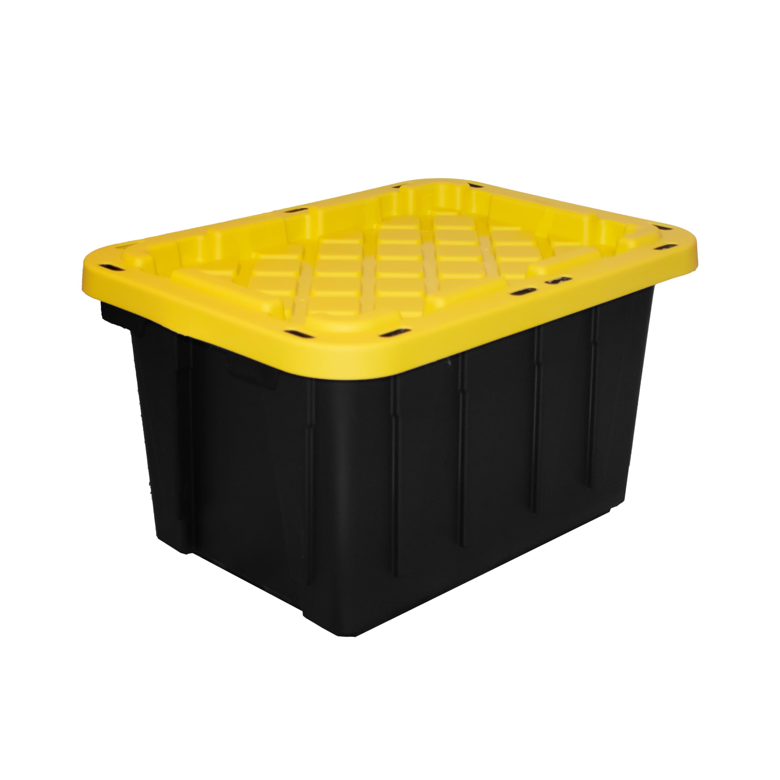 Hdx 27 Gal. Strong Box Plastic Storage Tote In Black And Yellow
