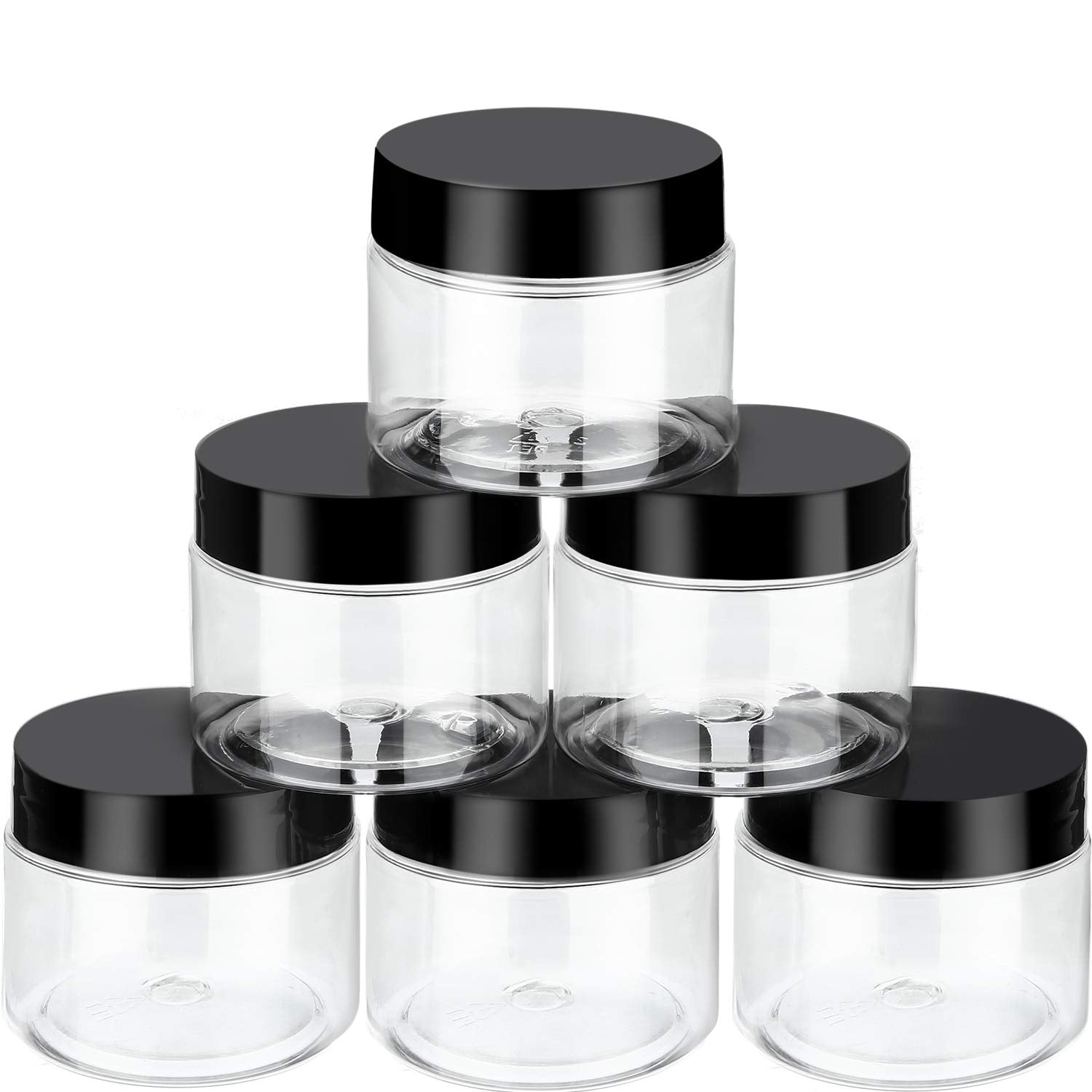 6 Pack Clear Container With Lids Small Plastic Pot Jars Wide Mouth Round Leak Proof Plastic Container Jars With Lid For Travel S