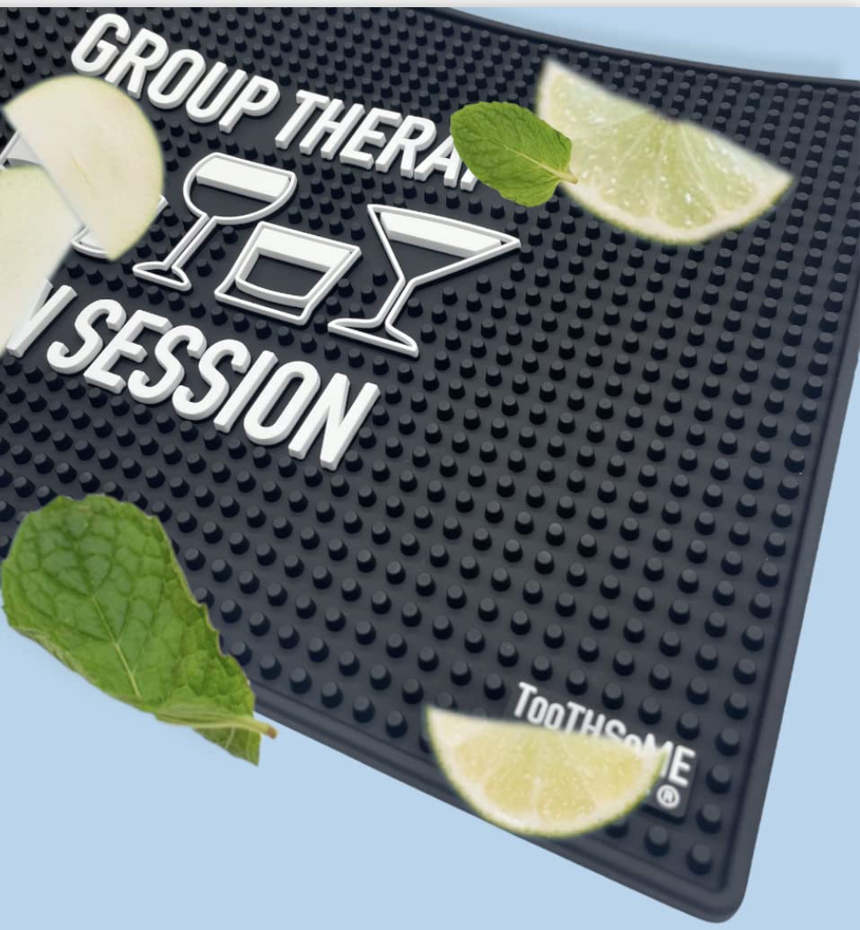 Group Therapy Is In Session 17.7'' X 11.8'' Funny Bar Spill Mat Rail Countertop Accessory Home Pub Decor Slip Resistant Durable