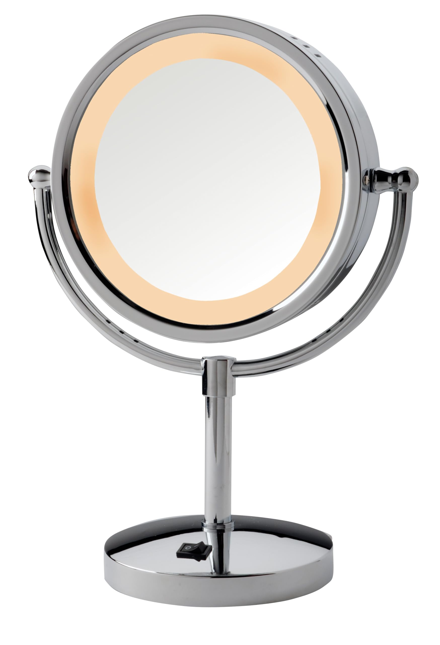 Jerdon Lighted Tabletop Makeup Mirror - Led Lighted Vanity Mirror With 1X And 5X Magnification In Chrome Finish - Model Hl745Co