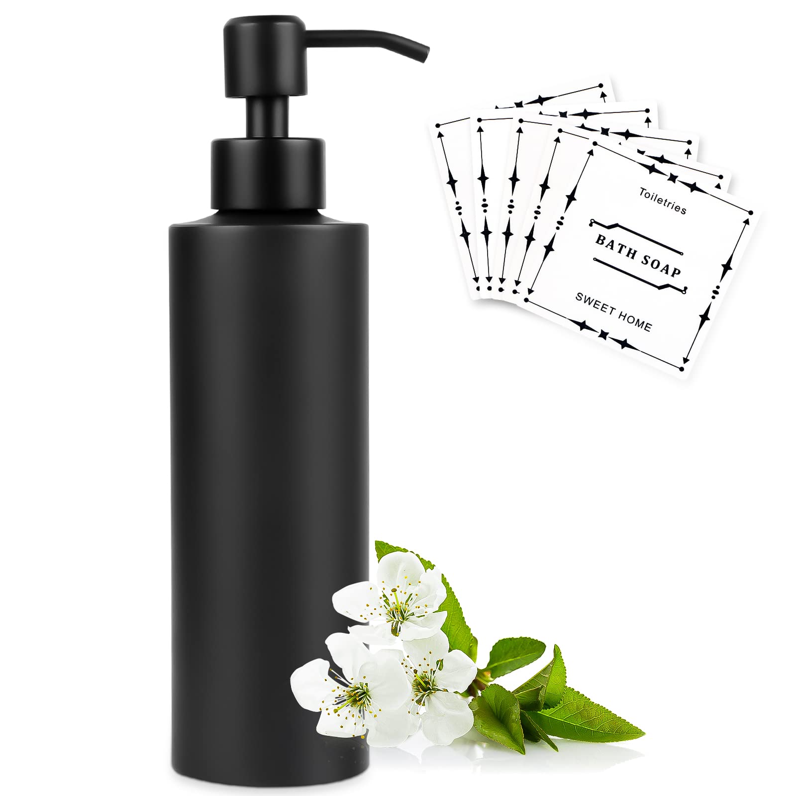 Encuryna Soap Dispenser, 350 Ml, Black (Stainless Steel), Refillable Pump Dispenser For Bathroom, Bedroom And Kitchen
