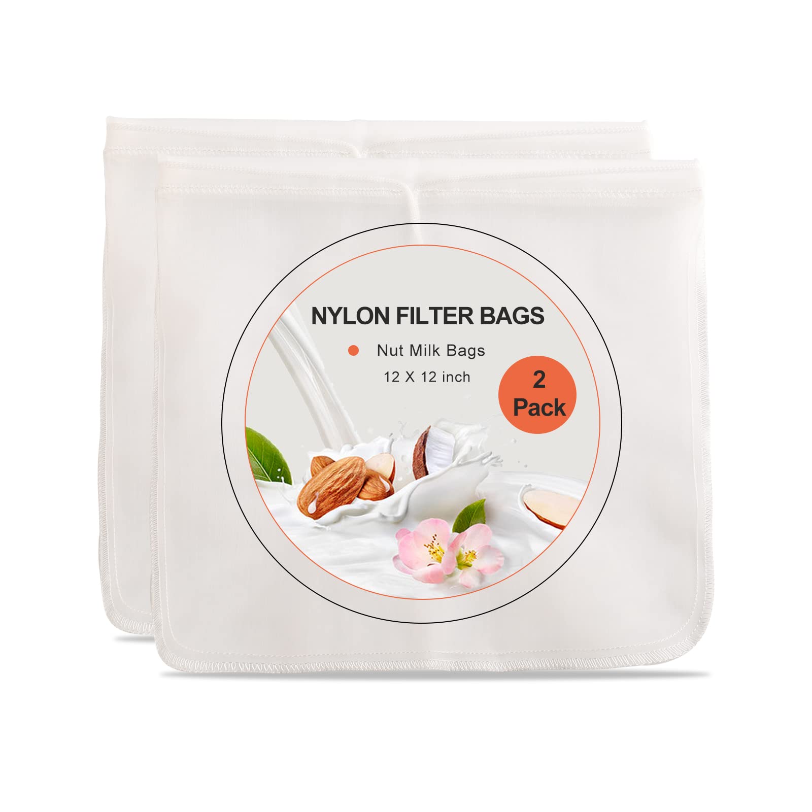 Kimmama 2 Pack Nut Milk Bag,12 X12 Inch Cheesecloth Bag,Multiple Usage Food Strainer Bag For Almond,Oat Milk,Celery Juice,Soybea