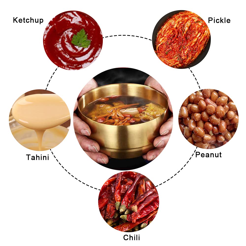 Roucerlin 4Pack Thick 304 Stainless Steel Bowls, Small Double Wall Rice Bowls, Stainless Steel Soup Bowl Salad Bowl Noodle Bowl,