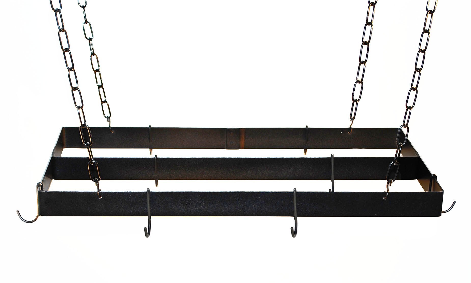 Rogar Black Rectangular Pot Rack with Centerbar 30x15