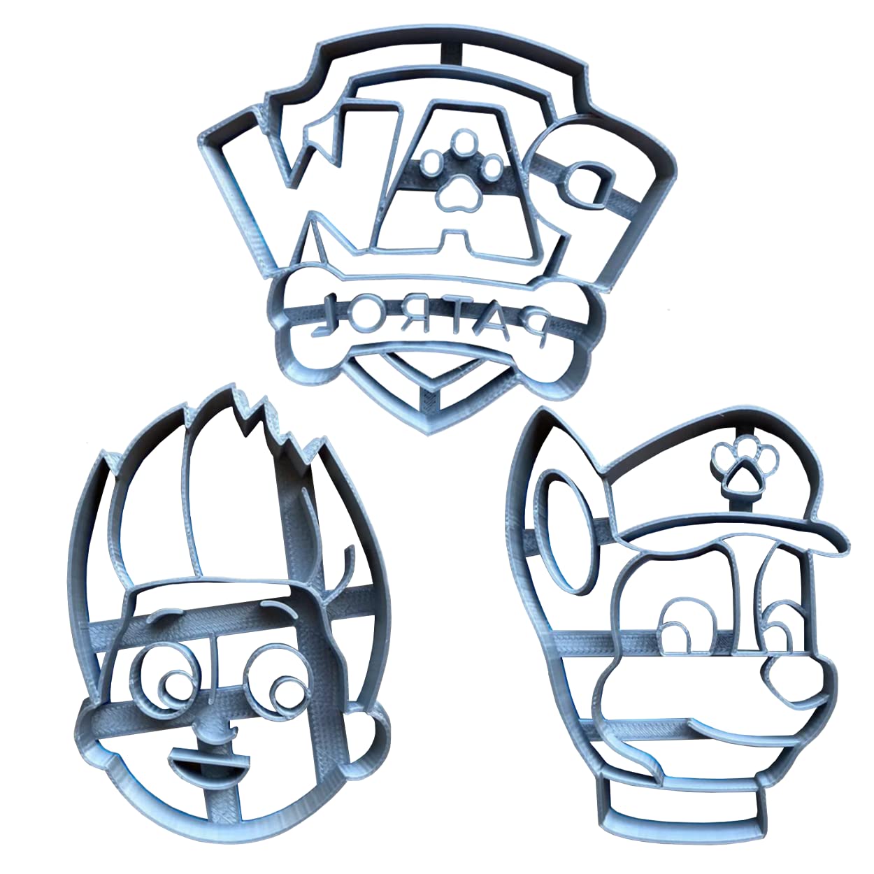 Paw Cookie Cutter, Cookies And Fondant Cutter Inspired By Patrol, Set Of 3 Cookie Cutters, Chase, Ryder, Badge