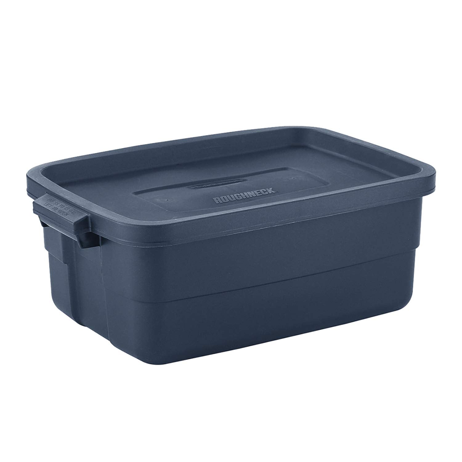 Rubbermaid Roughneck Tote 10 Gal, 8 Pack, Made In Usa, Dark Indigo Metallic, Rugged Plastic Stackable Storage Bins With Lids And
