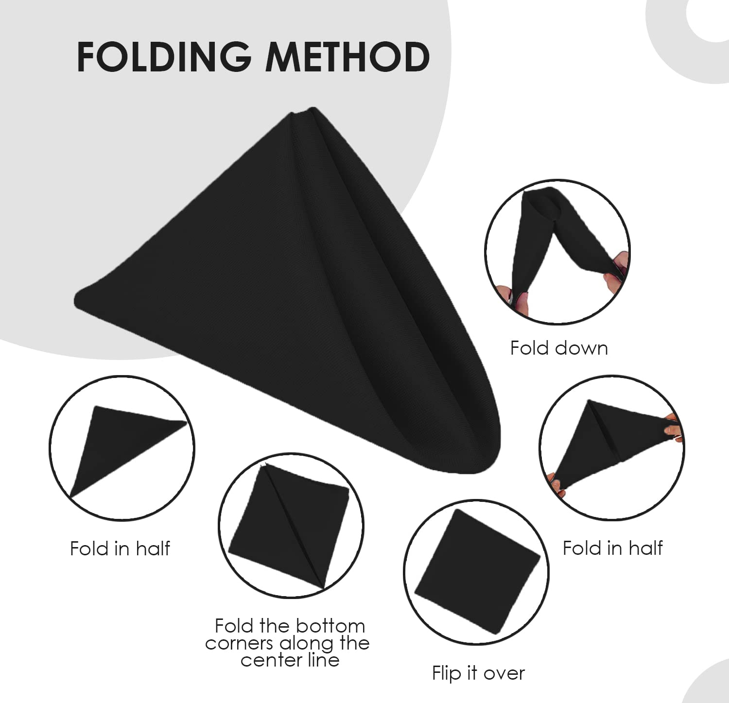 Avalon Kitchen Cloth Napkins Pack Of 24 - Black Napkin 17X17 Inches Linen Napkins - 100% Polyester Dinner Napkins Durable, Soft