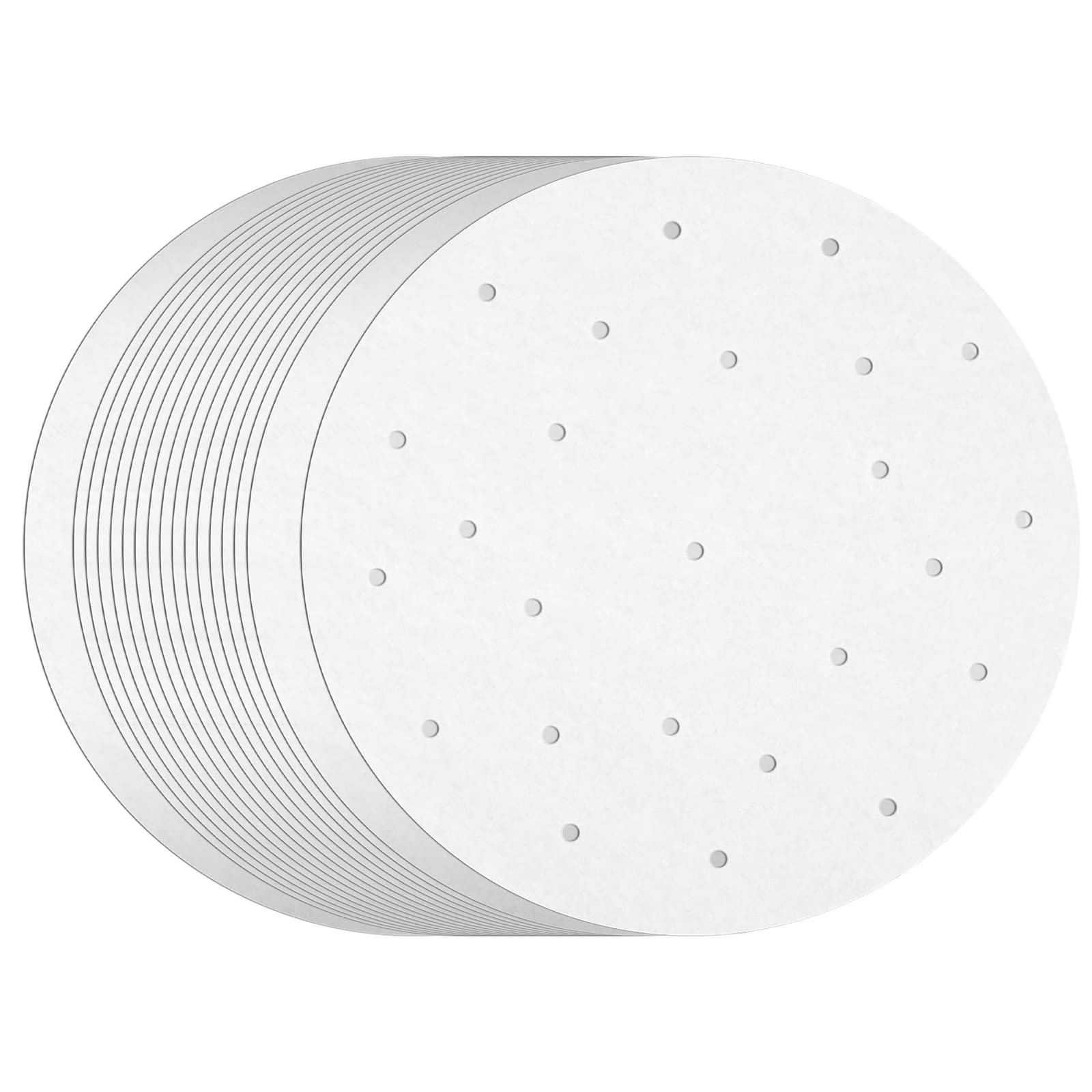 100 Pack Round Air Fryer Liners With Holes For Air Fryer Basket, Dumpling Paper, 10 Inch Perforated Bamboo Steamer Liner Sheets