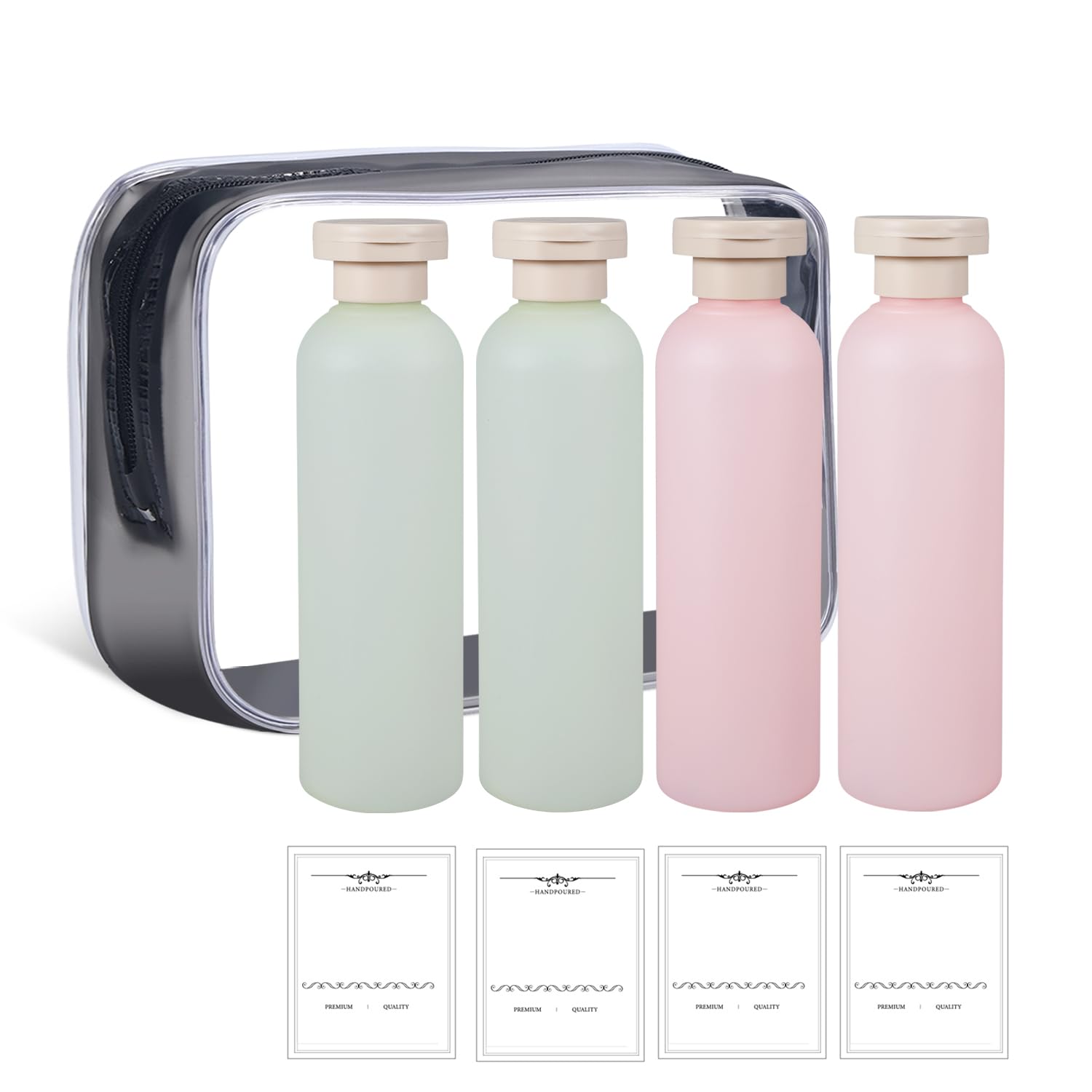 Asevat 6.7 Oz Plastic Shampoo And Conditioner Squeeze Bottles, Plastic Leak Proof Travel Bottles For Toiletries, Plastic Bottles