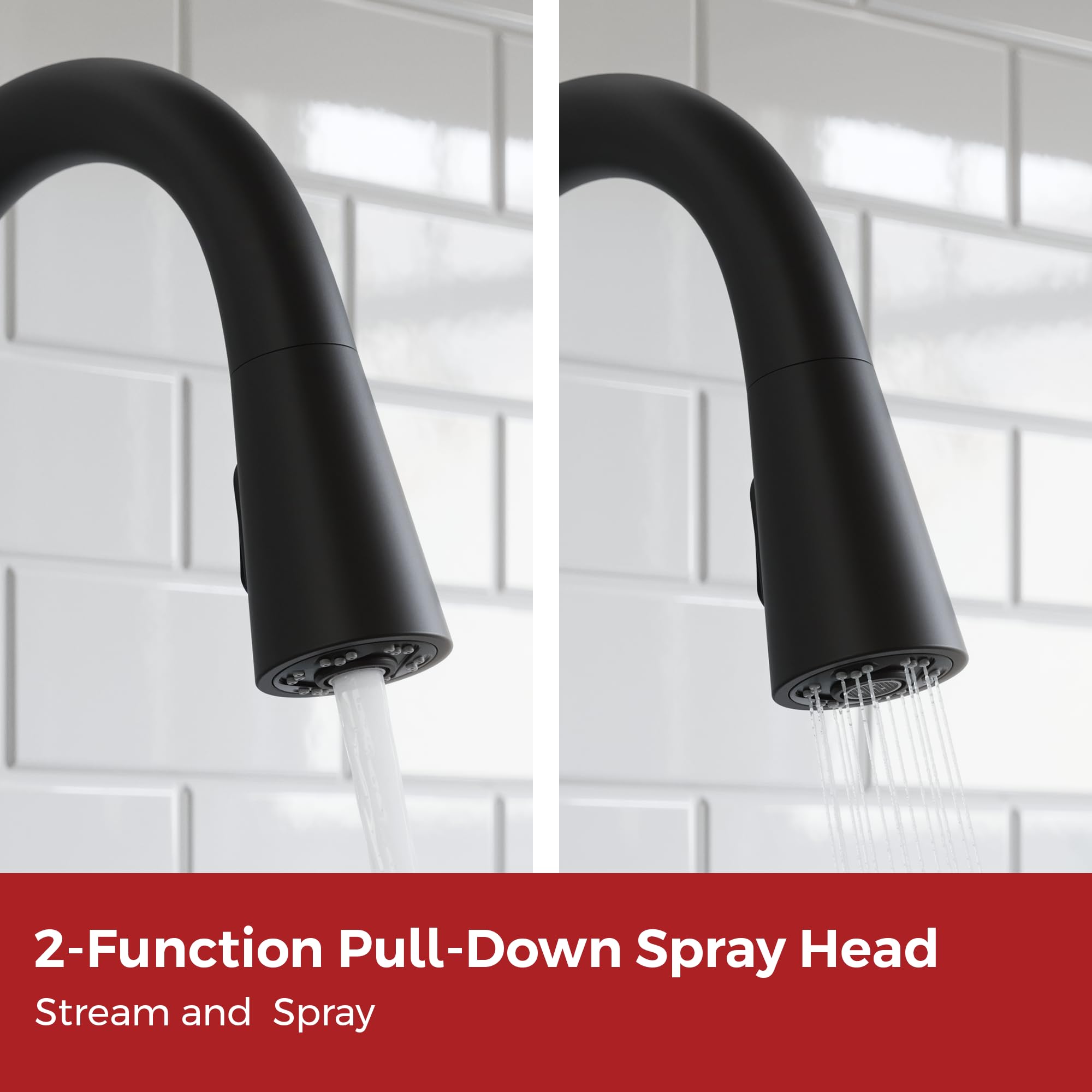 Pfister Barulli Kitchen Faucet With Pull Down Sprayer And Soap Dispenser, Single Handle, High Arc, Matte Black Finish, F5297Barb