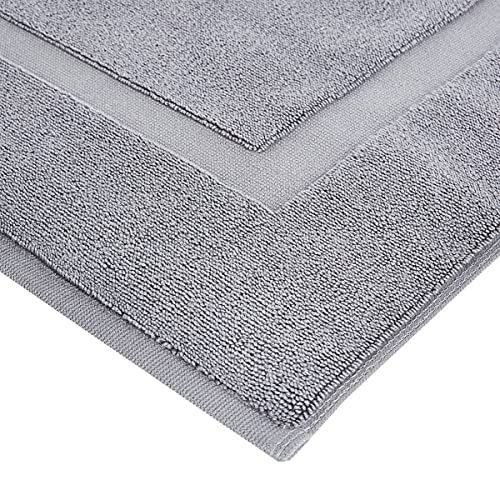 Amazon Basics Banded Bathroom Bath Rug Mat, Powder Gray, 31 Inches L X 20 Inches W
