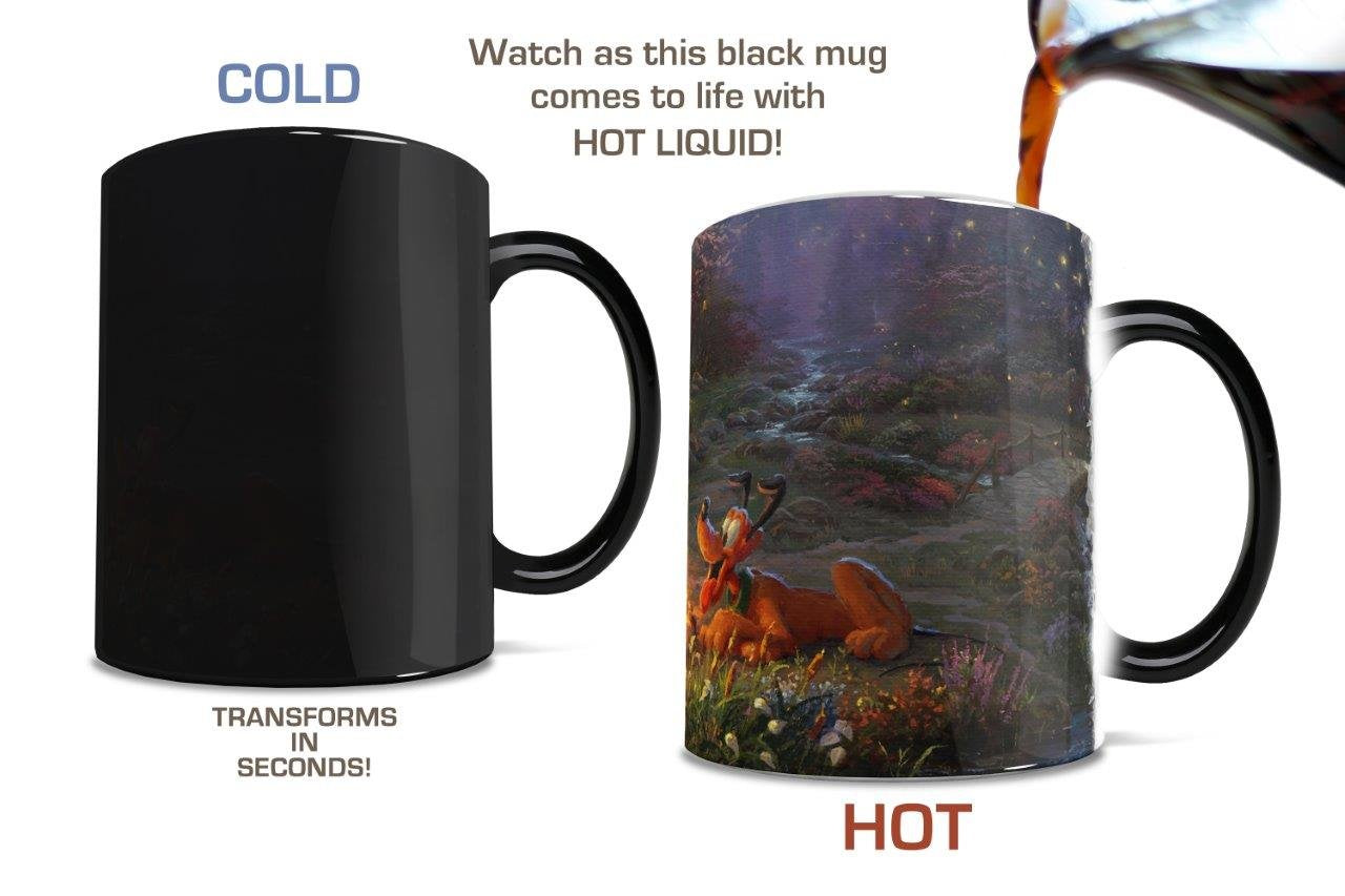 Morphing Mugs Disney - Mickey and Minnie Mouse - Campfire - Thomas Kinkade - One 11 oz Color Changing Heat Sensitive Ceramic Mug - Image Revealed When HOT Liquid Is Added!