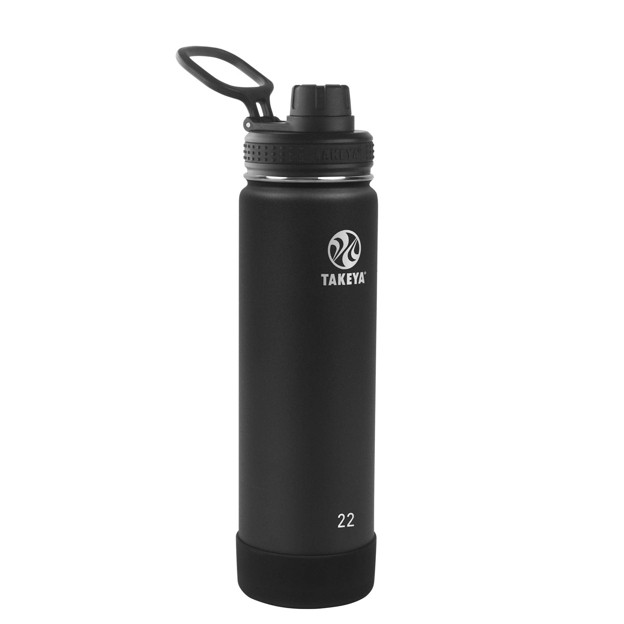 Takeya Actives Insulated Stainless Steel Water Bottle With Spout Lid, 22 Ounce, Onyx