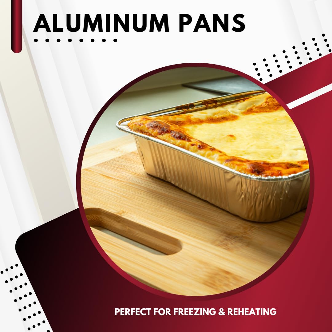 Aluminum Pans With Lids 9x13 Disposable Foil Pans With Lids  Half Size Deep Steam Table Pans With Covers  Tin Foil Pans 20 Sets