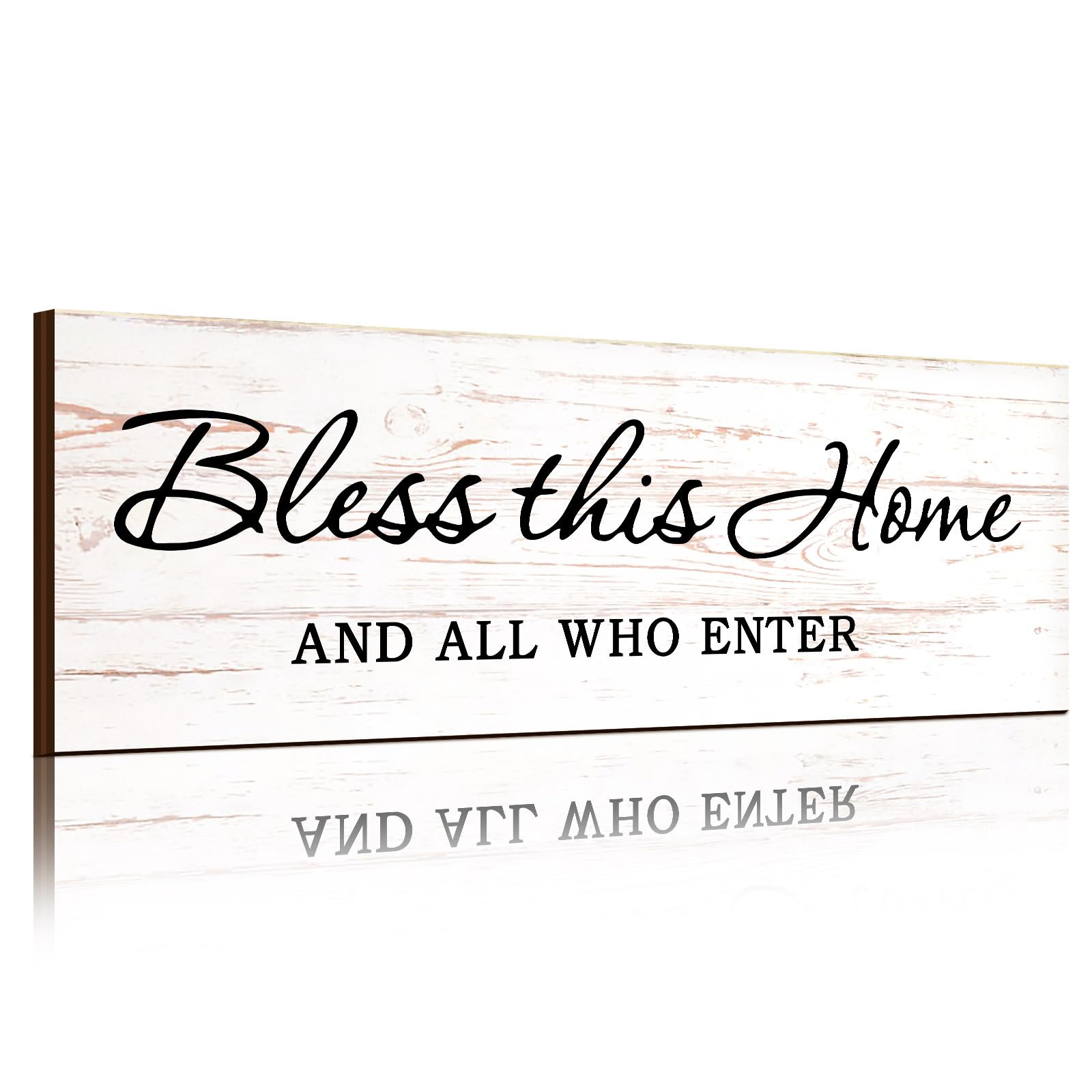 Jetec Farmhouse Bible Verse Scripture Wall Signs, Bless This Home and All Who Enter Wooden Plaque Decor for Church Home Christia