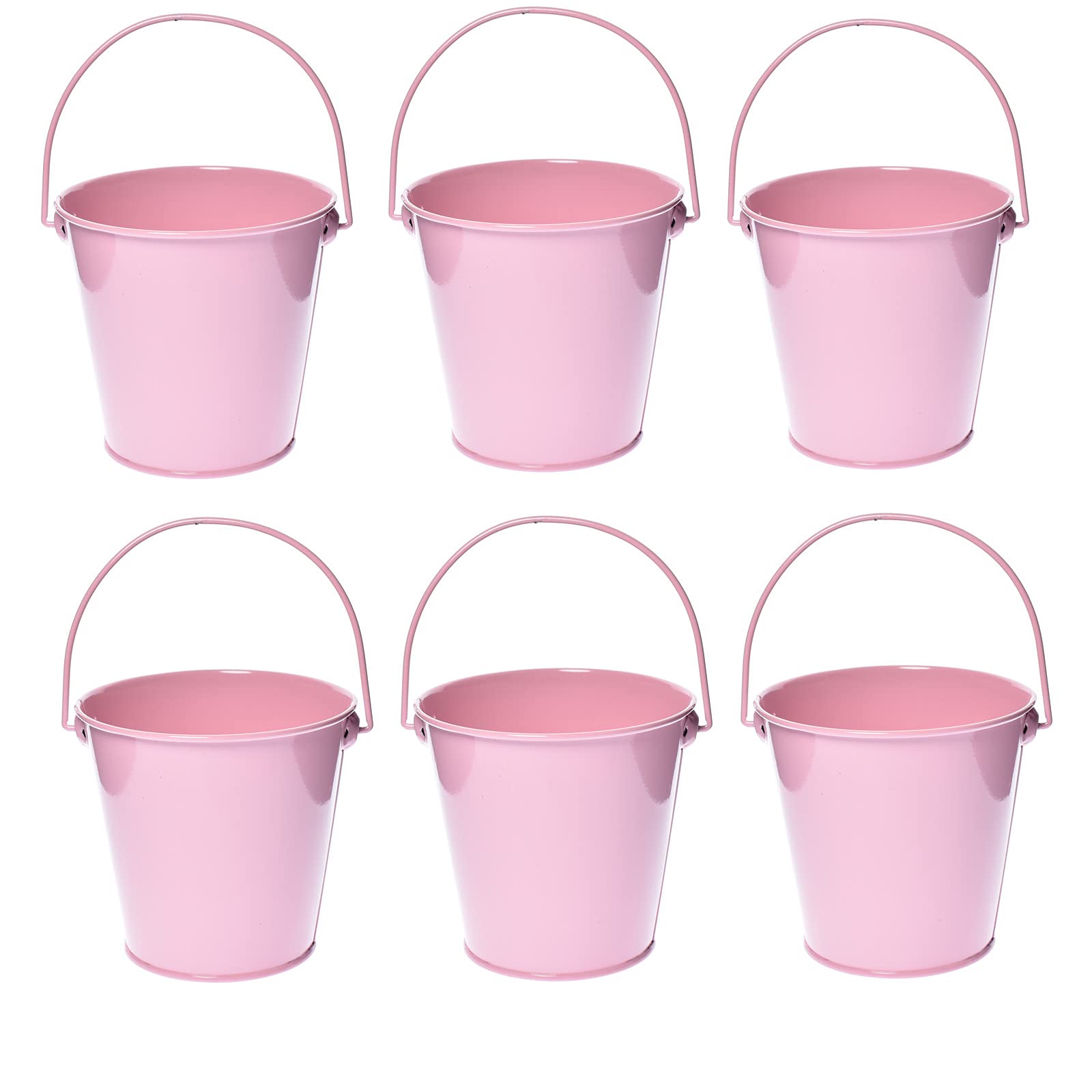 Takma Small Metal Buckets With Handle - 6 Pack 4.3 Inch Colored Galvanized Bucket For Kids,Classroom,Crafts,And Party Favors (Pi