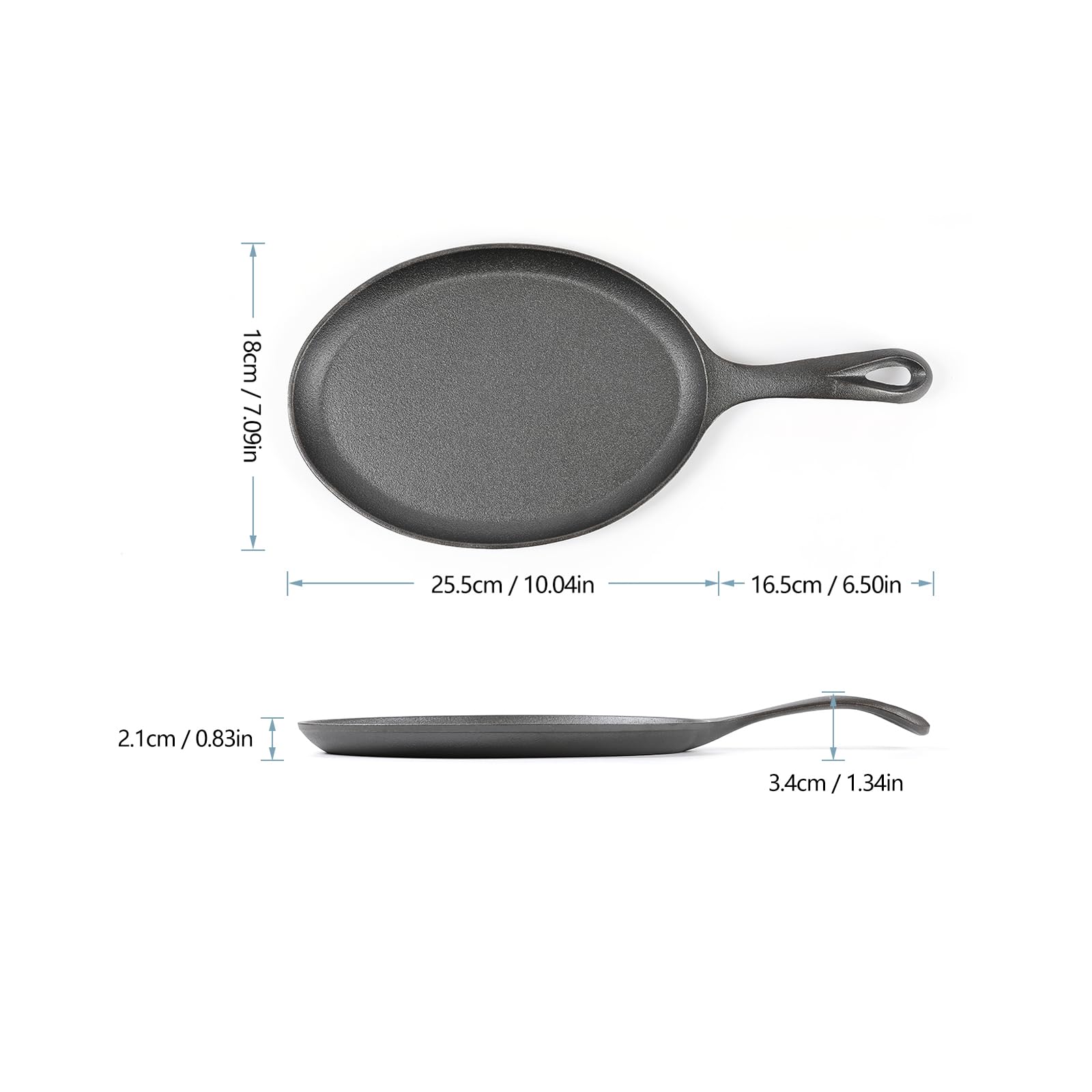 Hawok Cast Iron Fajita Plate Sizzler Pan, Pre-Seasoned Cast Iron Skillet, Set Of 6