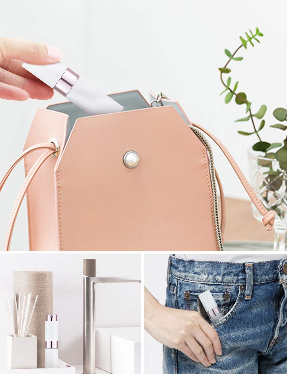 Lisapack 8Ml Atomizer Perfume Spray Bottle For Travel, Empty Refillable Cologne Dispenser, Portable Sprayer (White)