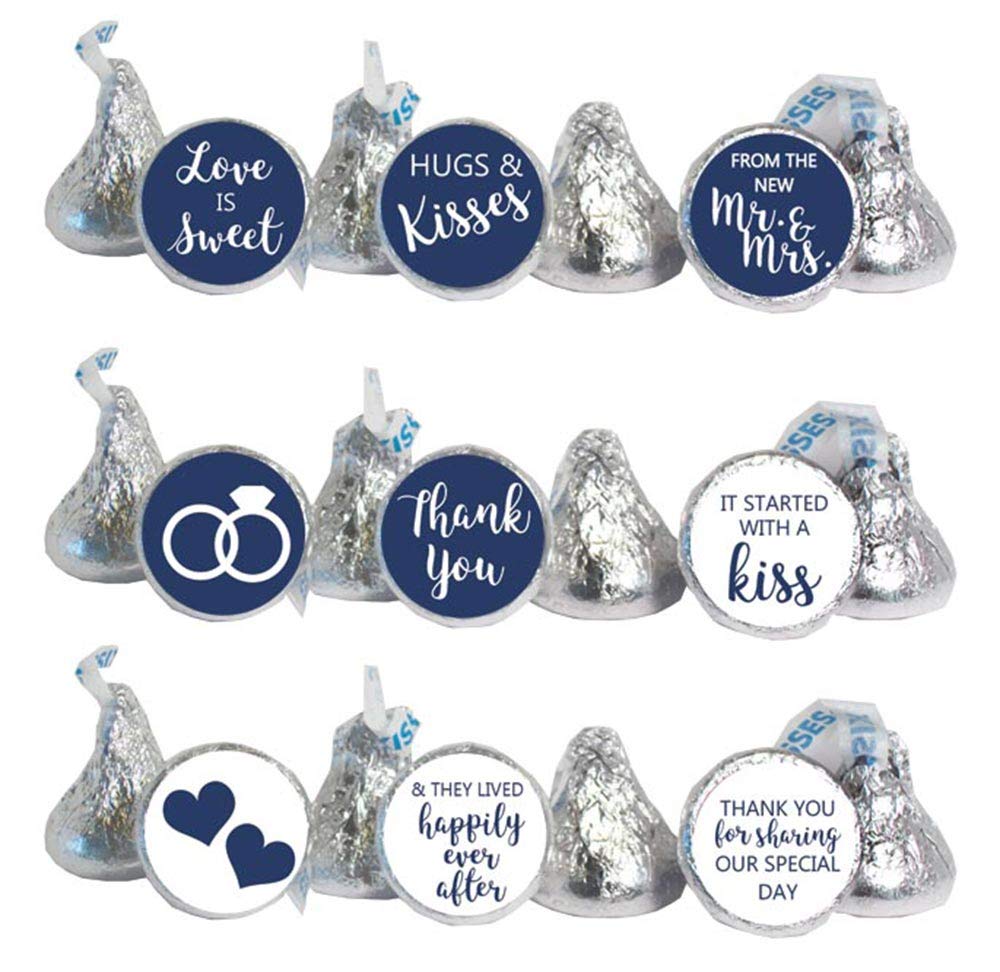 Mini Candy Stickers 0.75 Inch Wedding Favors Set Of 324 (Navy)
