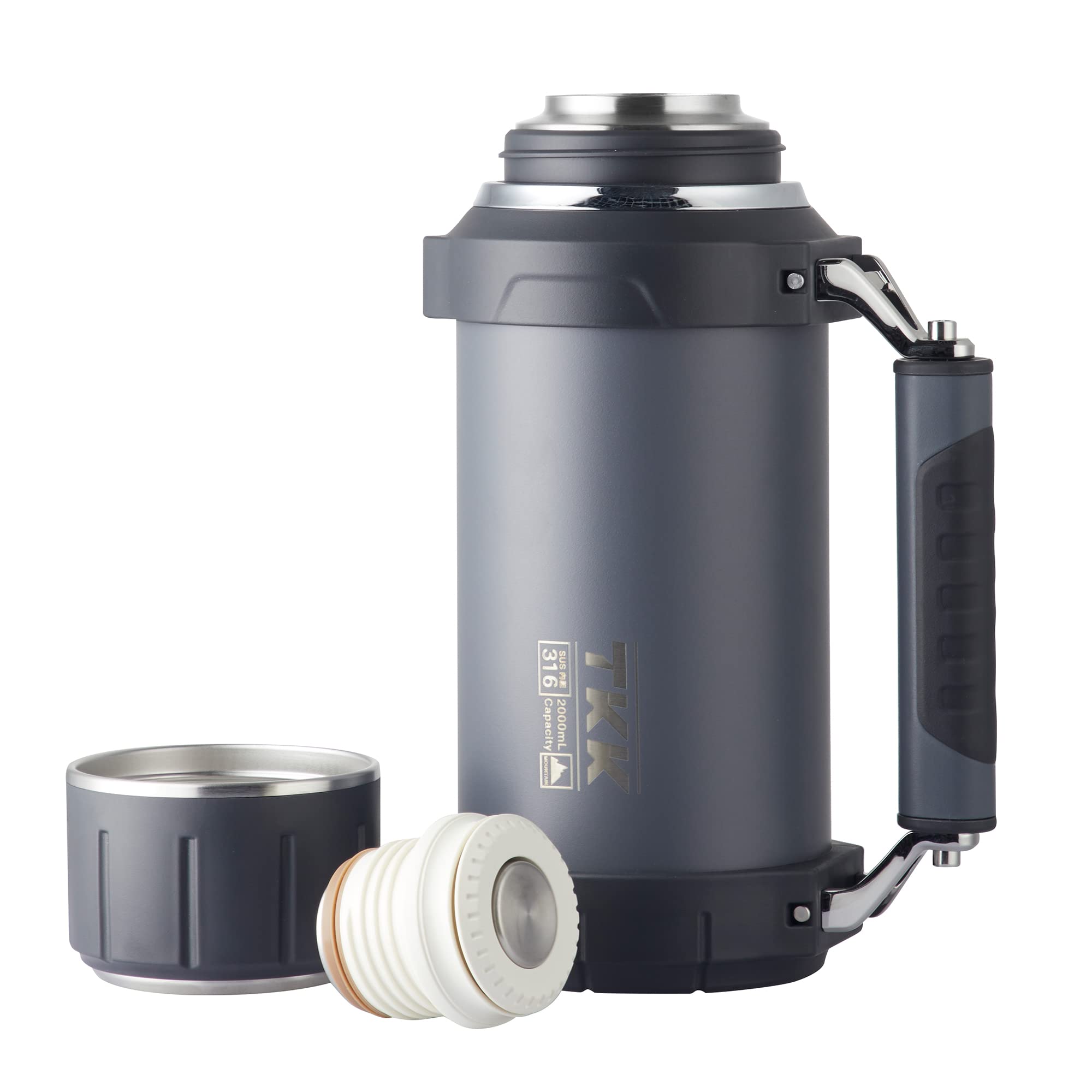 Large Coffee Thermos For Hot Drinks Stainless Steel Thermos 2Qt 64Oz Vacuum Insulated Bottle With Cup Handle Keeps Liquids Hot A