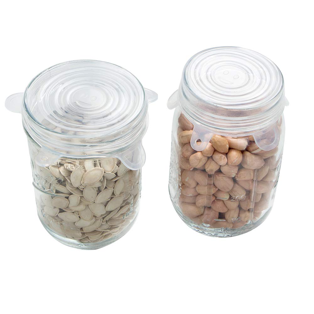 Webake Silicone Stretch Lids 10 Pack For Regular And Wide Mouth Mason Jar, Reusable Silicone Stretch Lids(Stretched To 3.5 Inch)