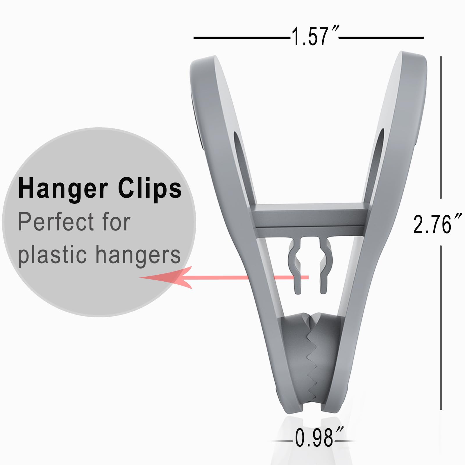 Tofiigrem Grey Hanger Clips 50 Pack, Multi-Purpose Plastic Clips Easily Add On Plastic Clothes Hangers Velvet Hanger, Clothes-Pi