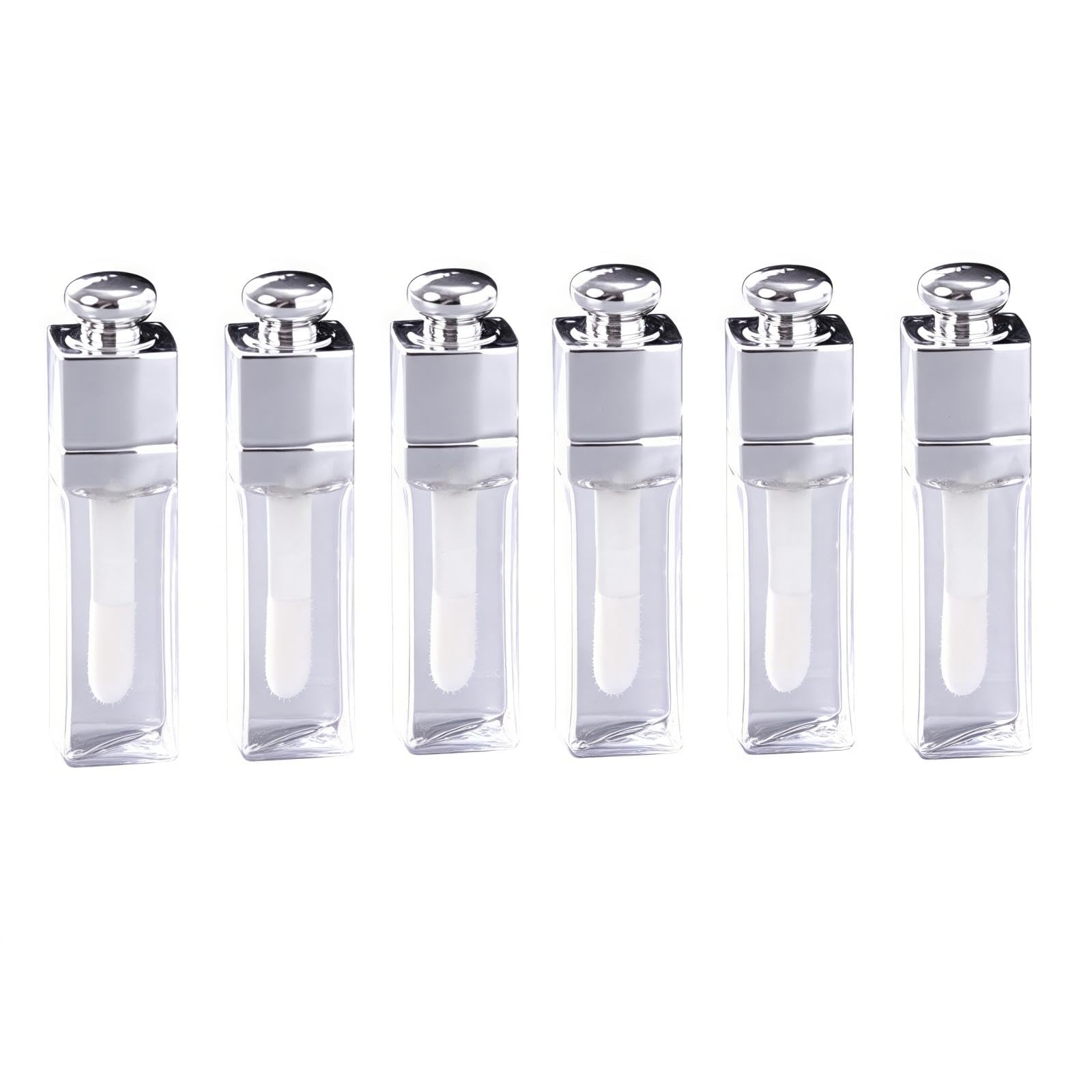 Mozff 6 Pcs 3ml Empty Lip Gloss Tubes Containers Clear Refillable Lip Balm Bottles Transparent Mini Lipstick Containers for DIY 