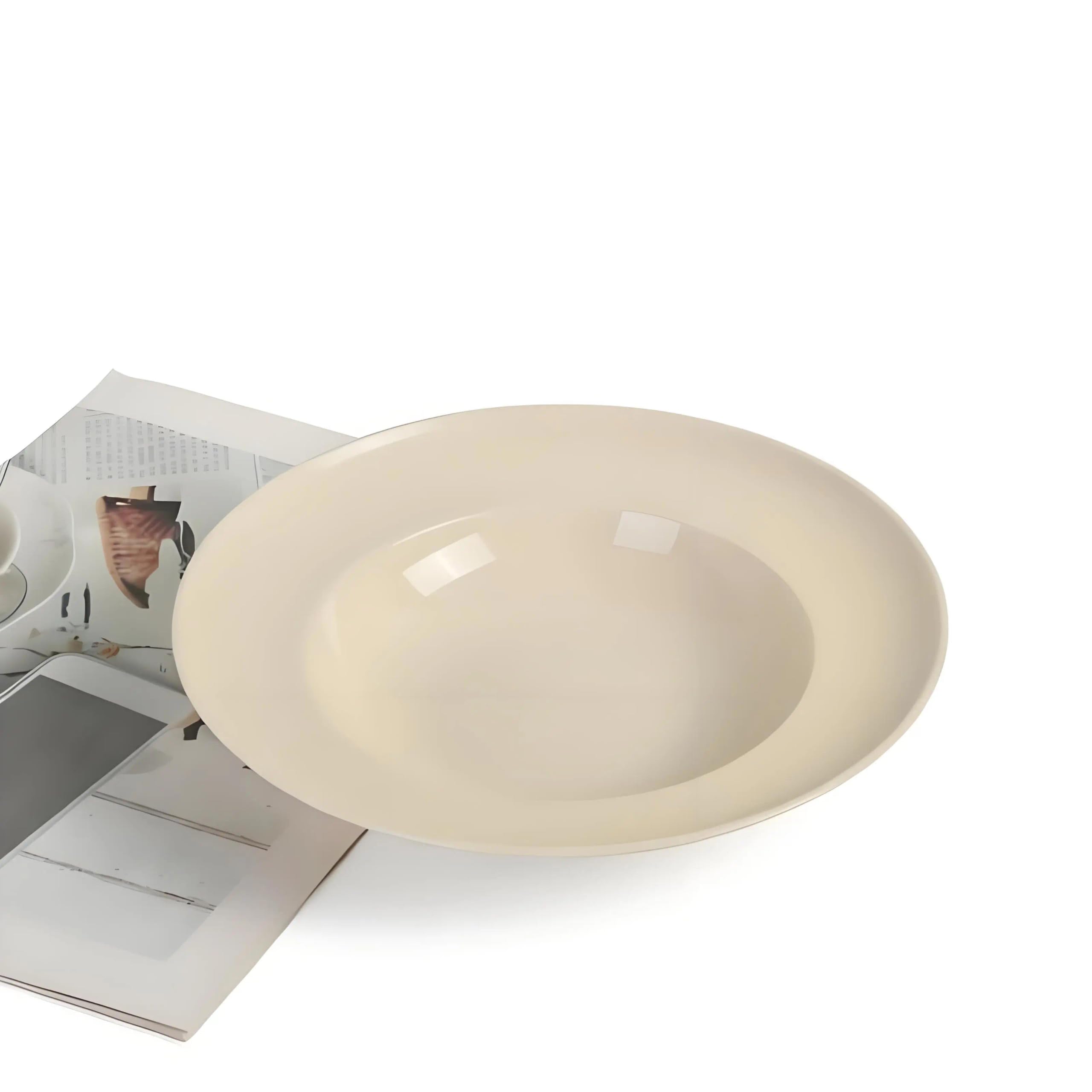 COMIART Creative European - Style Thickened Plastic Dining Plate for Pasta and Salad (4 - Pack)(Milky White,4)