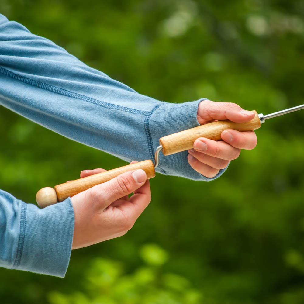 Wolf'em Marshmallow Roasting Stick with 2 Attachments - Campfire Pie  S'More  and Hot Dog BBQ Roaster with Easy Spin Handles
