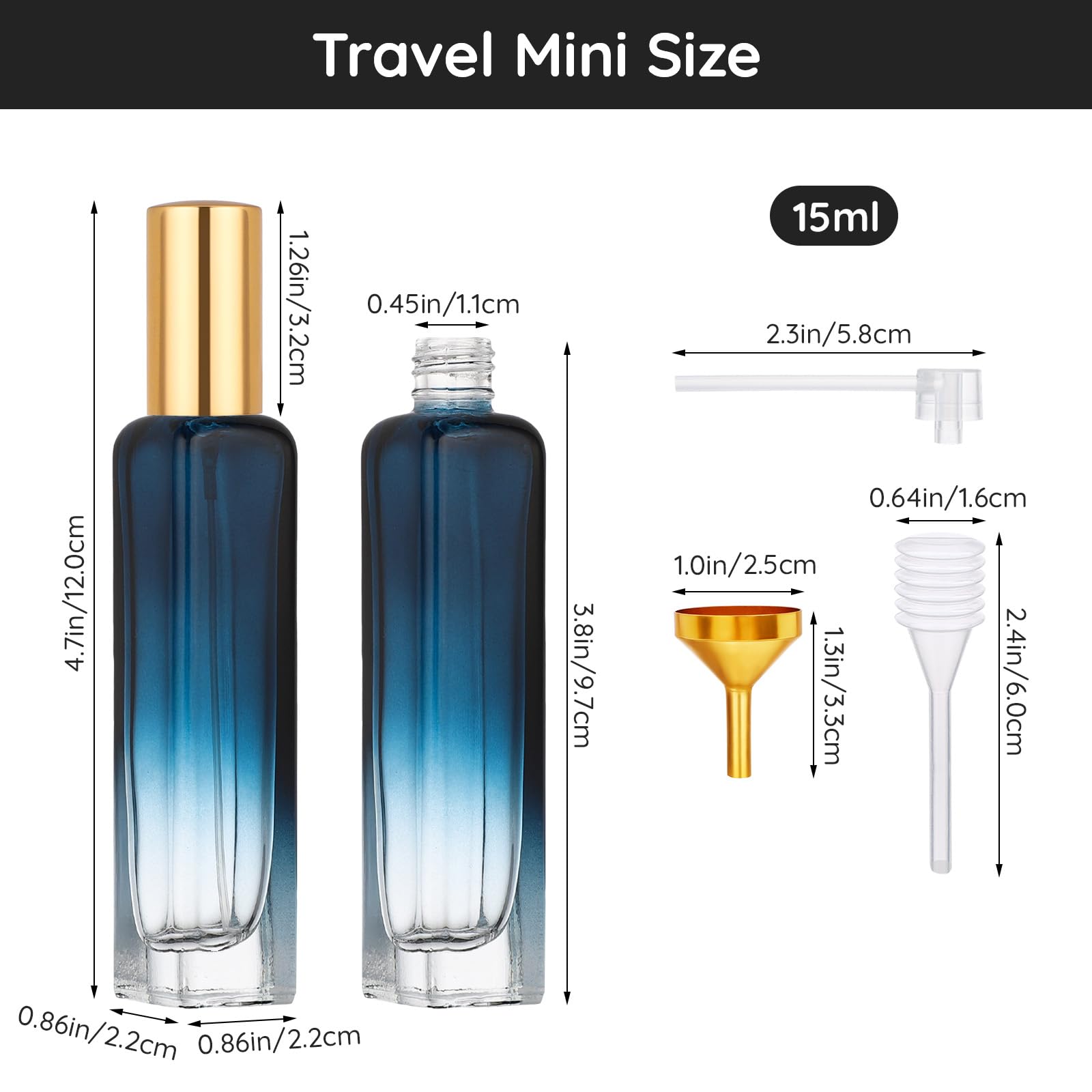 Segbeauty 0.5Oz Travel Glass Perfume Bottles, 2 Packs Mini Perfume Atomizer, 15Ml Refillable Cologne Sprayer Bottles, Empty Spra