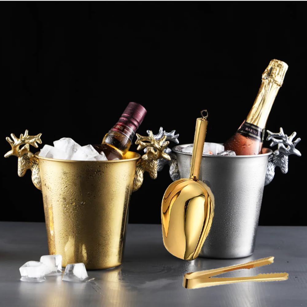 Stainless Steel Ice Scoop And Ice Tongs,Small Round Bottom Bar Ice Flour Utility Scoop 8Oz& Buffet Clip 6Inch Kitchen Bar Bbq Pa