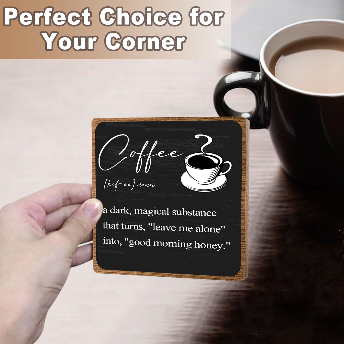 Toerifer Coffee Lover Gifts, Funny Coffee Bar Accessories, Table Decorations Supplies, Desk Shelf Cubicles for Coffee Bar Decora