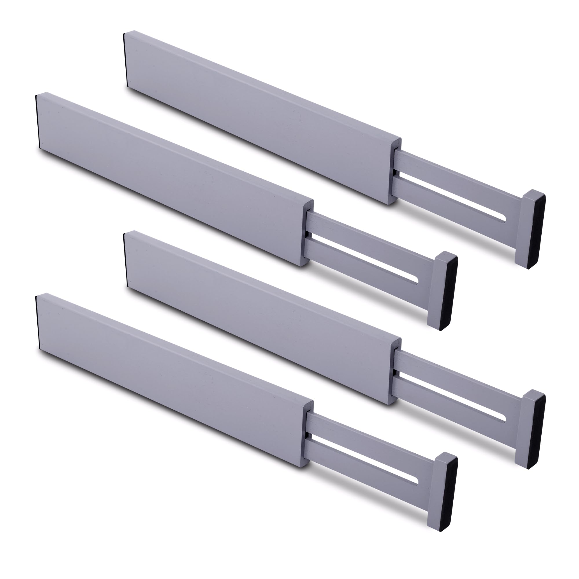 Utoplike Bamboo Drawer Dividers Large, Gray Kitchen Drawer Organizers Adjustable, Spring Loaded, Works in Dresser, Bathroom, Bed