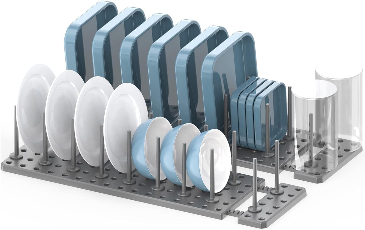 Adjustable Kitchen Cabinet Plate Organizers, Expandable Cupboard Pegboard Tray, Dish And Bowl Drying Rack, Compact 15 X 10 Cm Pl